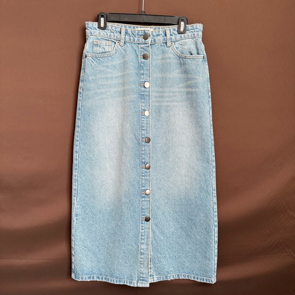 Just Light Blue Wash Midi/Maxi 100% Turkish Cotton Jean Skirt